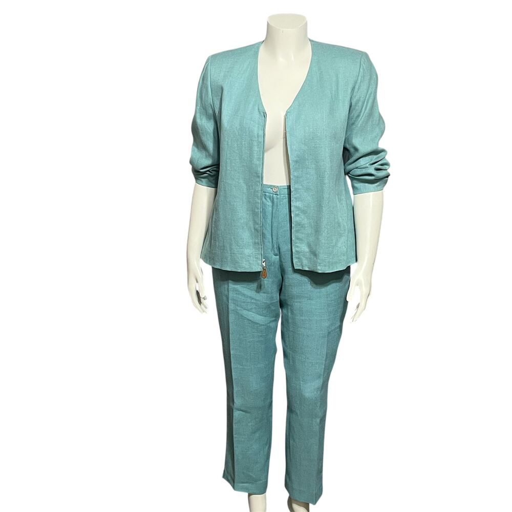 ⭐️Doncaster Mint Women’s Green 100% Linen 2 Pc Pant Suit-LARGE